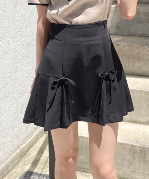 NOMAE（ノーマエ）の「サイドプリーツリボンミニスカート（スカート・レディース・アイボリー/ブラック/グレー・FREE）」の21枚目の写真