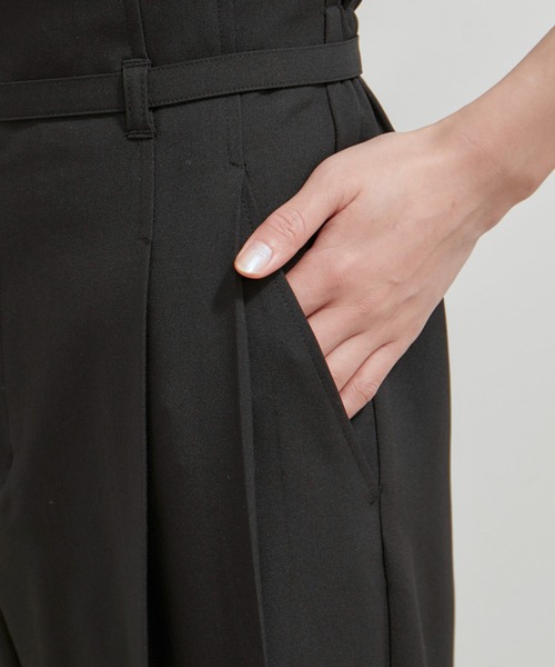 VIS（ビス）の「【洗える】アシンメトリーハイウエストツイルワイド/スラックスパンツ（スラックス・レディース・チャコールグレー/ブラック/サックスブルー・S/M）」の18枚目の写真