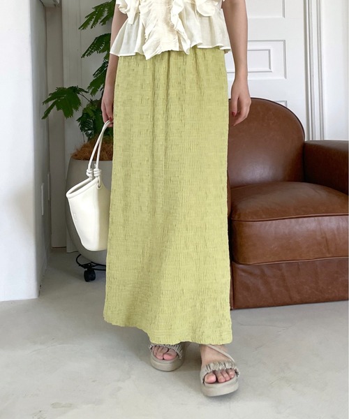 mysty woman(ミスティウーマン)の「テクスチャーカットナロースカート 128881(スカート・レディース・ブラック/パープル/オフホワイト/ピンク/ブルー系その他/イエロー系その他/ライトベージュ・FREE)」の19枚目の写真