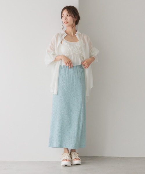 mysty woman(ミスティウーマン)の「テクスチャーカットナロースカート 128881(スカート・レディース・ブラック/パープル/オフホワイト/ピンク/ブルー系その他/イエロー系その他/ライトベージュ・FREE)」の13枚目の写真