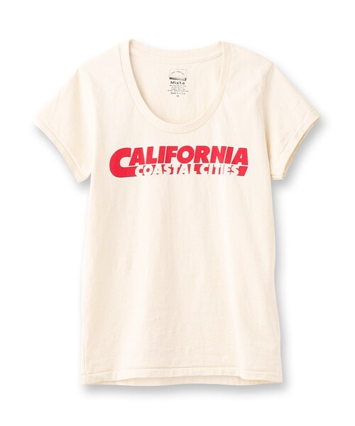 MIXTA(ミクスタ)の「◆MIXTA(ミクスタ)UネックプリントTシャツ(Tシャツ/カットソー・レディース・ブルー/ナチュラル/ブラック・00)」の2枚目の写真