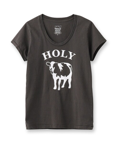 MIXTA(ミクスタ)の「◆MIXTA(ミクスタ)UネックプリントTシャツ(Tシャツ/カットソー・レディース・ブルー/ナチュラル/ブラック・00)」の1枚目の写真