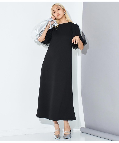 Settimissimo(セッティミッシモ)の「ポンチ チュールボリュームスリーブ ロングワンピース(ワンピース・レディース・ブラック/オフホワイト・FREE)」の17枚目の写真