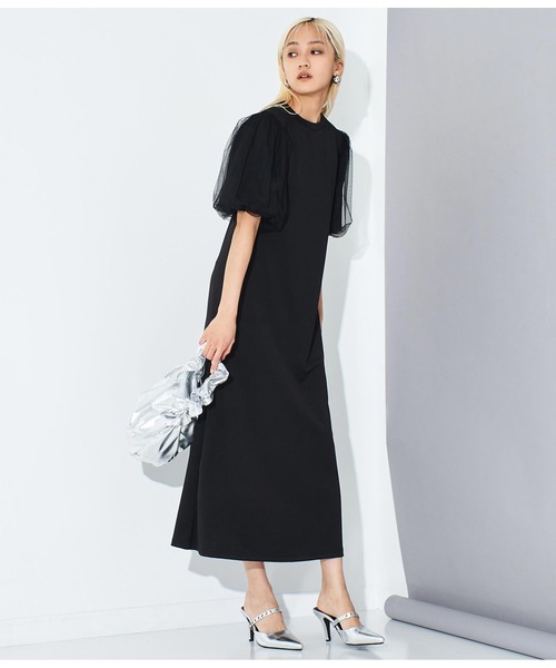 Settimissimo(セッティミッシモ)の「ポンチ チュールボリュームスリーブ ロングワンピース(ワンピース・レディース・ブラック/オフホワイト・FREE)」の13枚目の写真