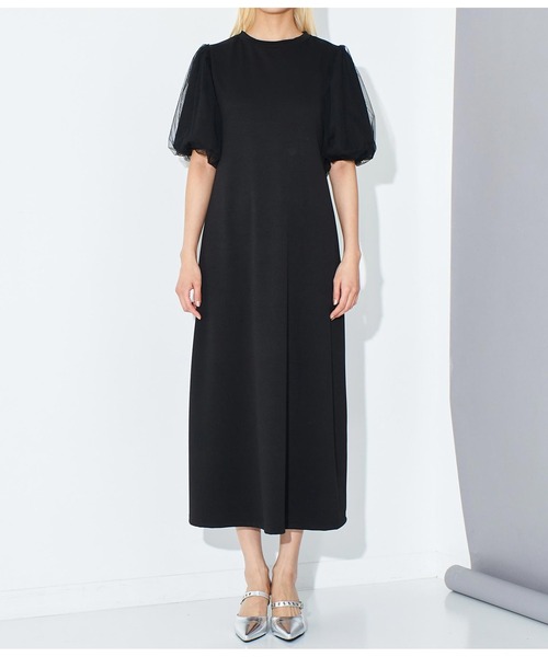 Settimissimo(セッティミッシモ)の「ポンチ チュールボリュームスリーブ ロングワンピース(ワンピース・レディース・ブラック/オフホワイト・FREE)」の10枚目の写真