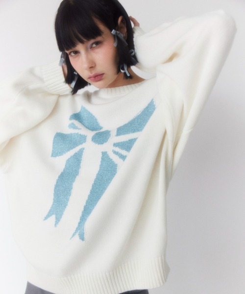 Candy Stripper（キャンディストリッパー）の「GLITTER RIBBON ニット（ニット/セーター・レディース・ピンク/オフホワイト/ブラック・2）」の4枚目の写真