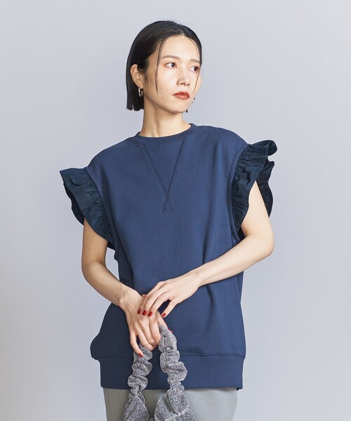 23SS 人気★ユナイテッドアローズ　ペプラム　トップス　フリル　ネイビー 23SS 人気☆ユナイテッドアローズ ペプラム トップス フリル