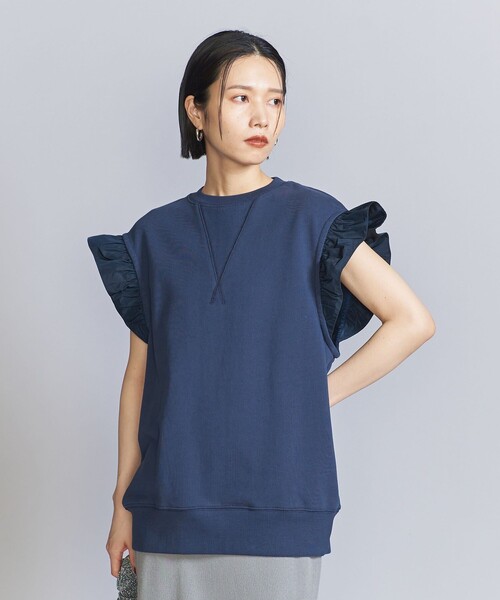 た*い様 UNITED ARROWS ネイビー フリル ノースリーブ BEAUTY&YOUTH UNITED ARROWS（ビューティーアンドユースユナイテッド