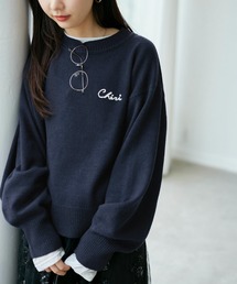 ROPE' PICNIC | 【WEB限定】ミドルゲージロゴ刺繍ニットプルオーバー/帯電防止・洗濯機OK(ニット/セーター)