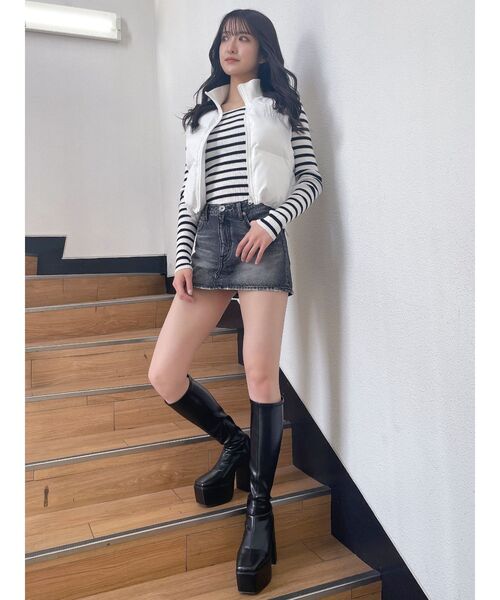 GYDA(ジェイダ)の「クルーネックリブニットトップス(ニット/セーター・レディース・ブラック/その他1/オフホワイト・FREE)」の18枚目の写真