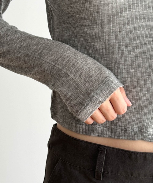 CANAL JEAN(キャナルジーン)の「El mar テンセルクロップドカーディガン(カーディガン/ボレロ・レディース・グレー/ブラック・ONE SIZE)」の13枚目の写真