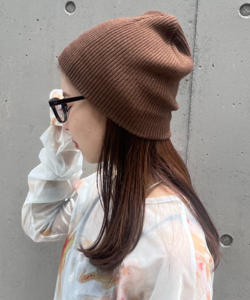 CIAOPANIC TYPY(チャオパニックティピー)の「【プチプラ】リブニットビーニー(ニットキャップ/ビーニー・レディース・ミント/ブラウン/アイボリー/ブラック/グレー/ブルー・ONE SIZE)」の5枚目の写真