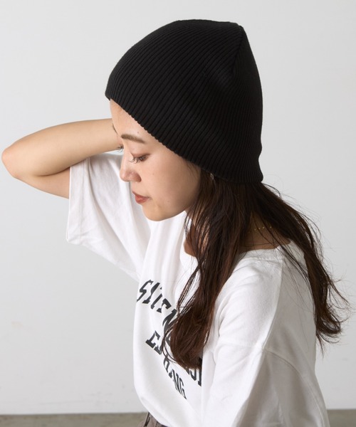 CIAOPANIC TYPY(チャオパニックティピー)の「【プチプラ】リブニットビーニー(ニットキャップ/ビーニー・レディース・ミント/ブラウン/アイボリー/ブラック/グレー/ブルー・ONE SIZE)」の3枚目の写真