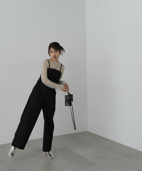 美品✨ナチュラルビューティーベーシック パンツ セットアップ ブラック 洗える]ポリエステルドビーセットアップ パンツ | ナチュラル