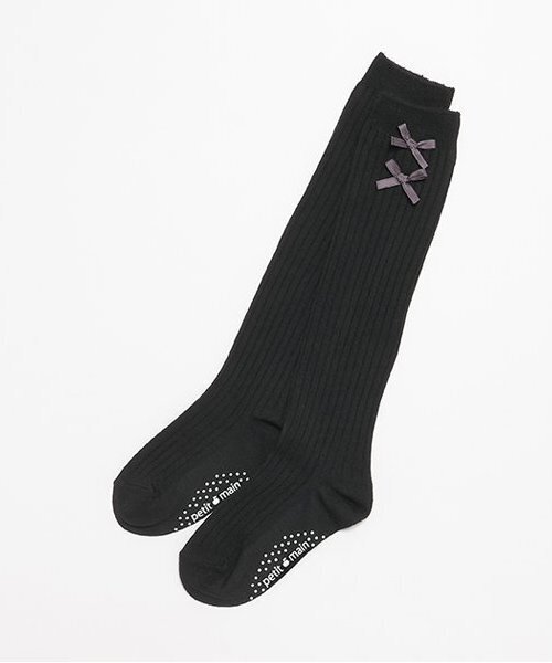 petit main（プティマイン）の「リボンオーバーニーソックス（ソックス/靴下・キッズ・ブラック/オフホワイト/グレー・S/M/L）」の11枚目の写真