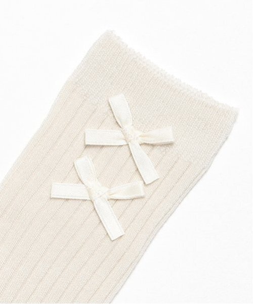 petit main（プティマイン）の「リボンオーバーニーソックス（ソックス/靴下・キッズ・ブラック/オフホワイト/グレー・S/M/L）」の16枚目の写真