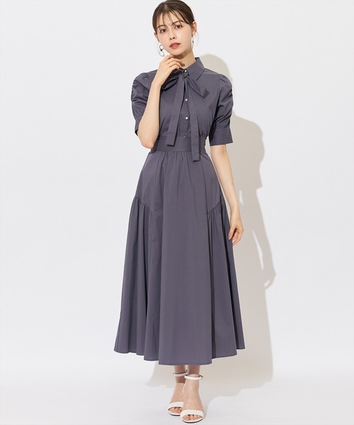 SWINGLE（スウィングル）の「【セットアップ対応】デザインギャザーフレアスカート（スカート・レディース・ベージュ/ネイビー/グレー・FREE）」の2枚目の写真