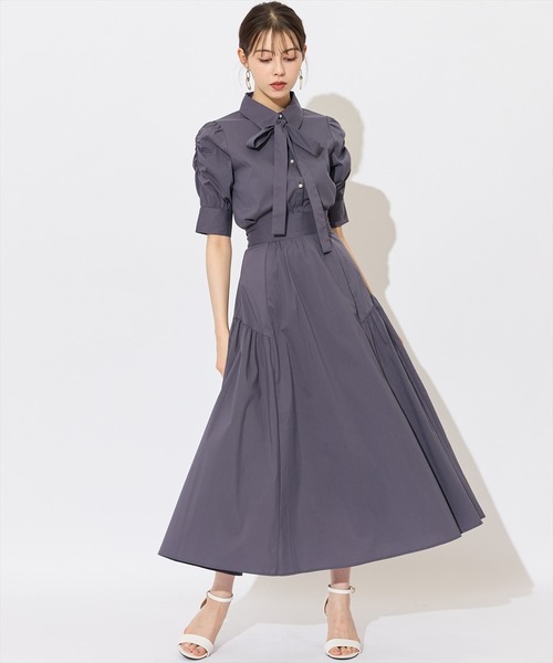 SWINGLE（スウィングル）の「【セットアップ対応】デザインギャザーフレアスカート（スカート・レディース・ベージュ/ネイビー/グレー・FREE）」の10枚目の写真