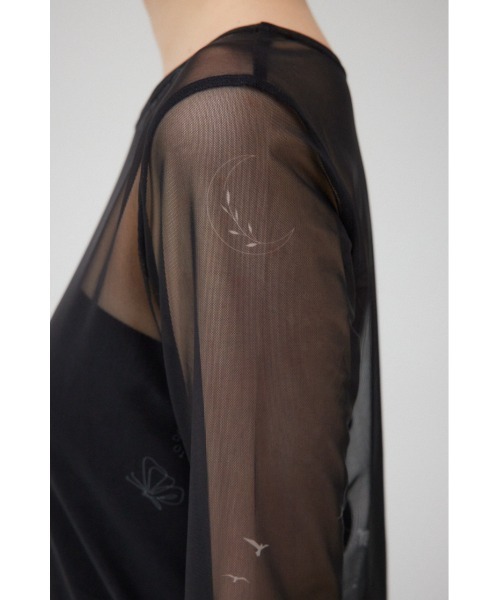 AZUL by moussy（アズールバイマウジー）の「MARY QUANT×AZUL　シアータトゥートップス（Tシャツ/カットソー・レディース・ブラック/ライトベージュ・FREE）」の22枚目の写真