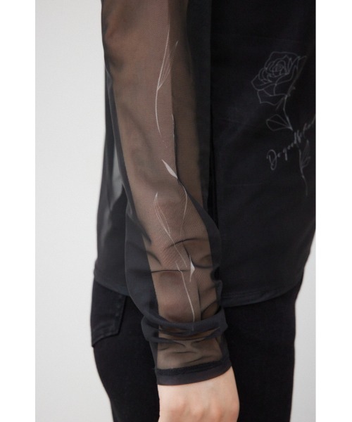 AZUL by moussy（アズールバイマウジー）の「MARY QUANT×AZUL　シアータトゥートップス（Tシャツ/カットソー・レディース・ブラック/ライトベージュ・FREE）」の21枚目の写真