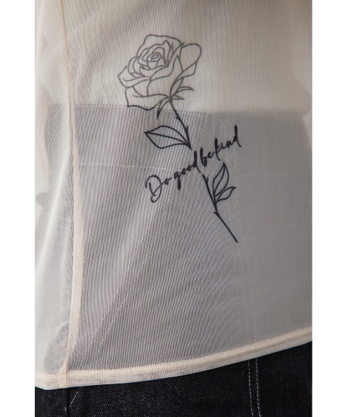 AZUL by moussy（アズールバイマウジー）の「MARY QUANT×AZUL　シアータトゥートップス（Tシャツ/カットソー・レディース・ブラック/ライトベージュ・FREE）」の3枚目の写真