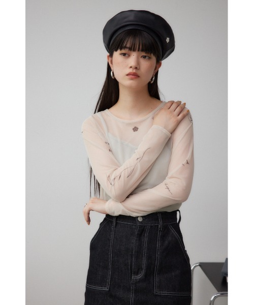 AZUL by moussy（アズールバイマウジー）の「MARY QUANT×AZUL　シアータトゥートップス（Tシャツ/カットソー・レディース・ブラック/ライトベージュ・FREE）」の15枚目の写真