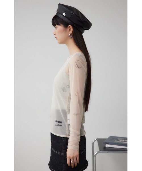 AZUL by moussy（アズールバイマウジー）の「MARY QUANT×AZUL　シアータトゥートップス（Tシャツ/カットソー・レディース・ブラック/ライトベージュ・FREE）」の11枚目の写真