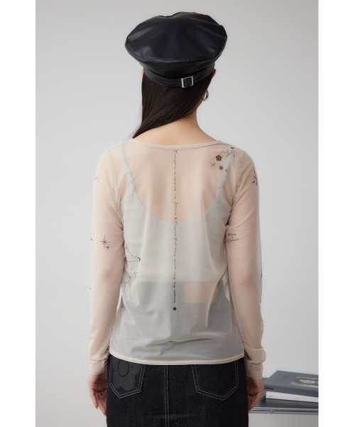 AZUL by moussy（アズールバイマウジー）の「MARY QUANT×AZUL　シアータトゥートップス（Tシャツ/カットソー・レディース・ブラック/ライトベージュ・FREE）」の10枚目の写真