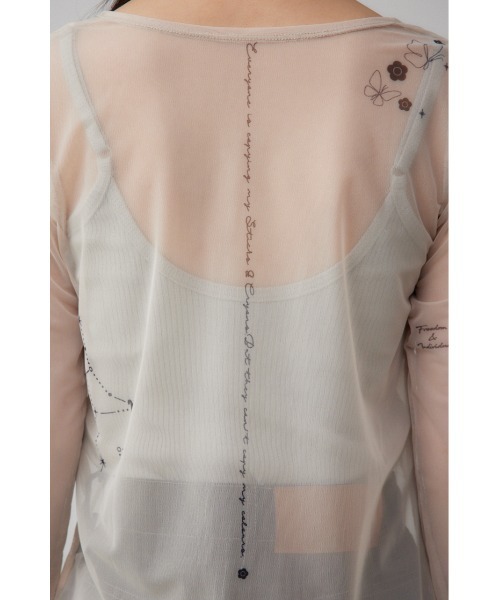 AZUL by moussy（アズールバイマウジー）の「MARY QUANT×AZUL　シアータトゥートップス（Tシャツ/カットソー・レディース・ブラック/ライトベージュ・FREE）」の8枚目の写真