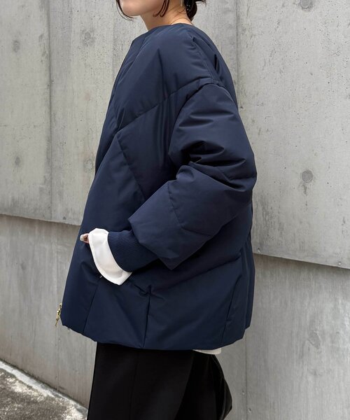 「専用」コラージュガリャルダガランデ　ノーカラーダウンコート　ブラック 専用」コラージュガリャルダガランデ ノーカラーダウンコート ブラック