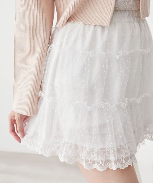 MAJESTIC LEGON(マジェスティックレゴン)の「チュールレースミニスカパン(その他パンツ・レディース・アイボリー/ブラック・MEDIUM)」の1枚目の写真