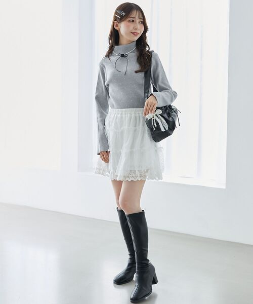 MAJESTIC LEGON(マジェスティックレゴン)の「チュールレースミニスカパン(その他パンツ・レディース・アイボリー/ブラック・MEDIUM)」の3枚目の写真