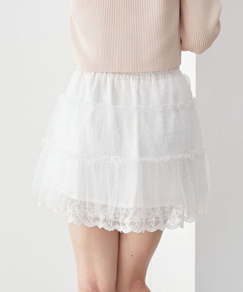 MAJESTIC LEGON(マジェスティックレゴン)の「チュールレースミニスカパン(その他パンツ・レディース・アイボリー/ブラック・MEDIUM)」の10枚目の写真