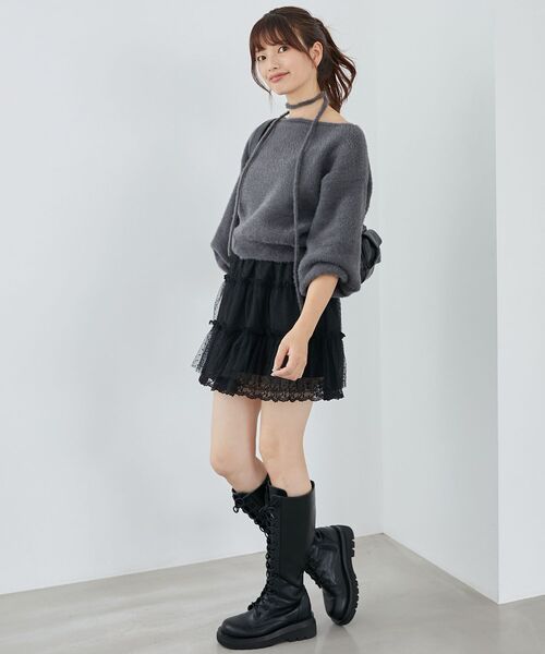 MAJESTIC LEGON(マジェスティックレゴン)の「チュールレースミニスカパン(その他パンツ・レディース・アイボリー/ブラック・MEDIUM)」の13枚目の写真