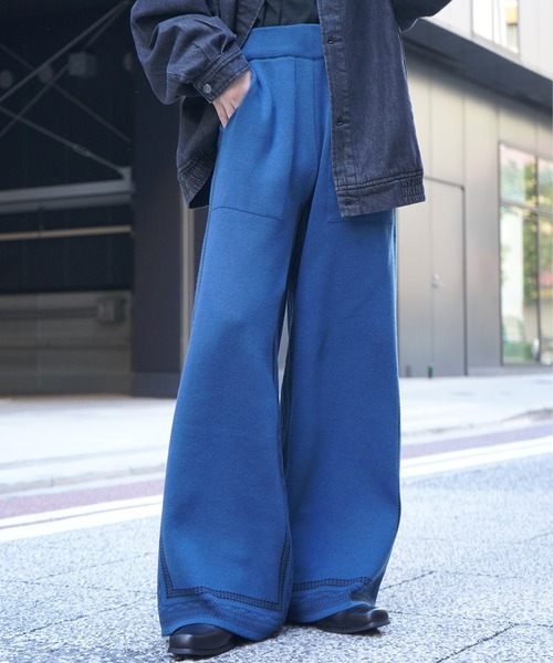 Confirm（コンファーム）の「サイドライン ジャガードニット ワイドストレートパンツ【Confirm】（その他パンツ・メンズ・ナチュラル/ブラック/ネイビー・M/L）」の11枚目の写真