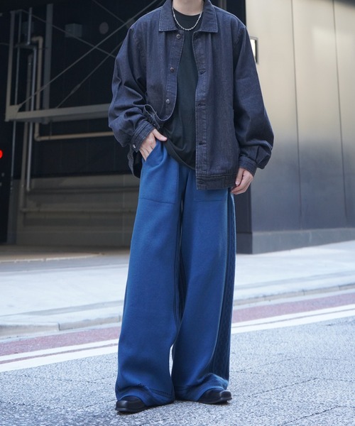 Confirm（コンファーム）の「サイドライン ジャガードニット ワイドストレートパンツ【Confirm】（その他パンツ・メンズ・ナチュラル/ブラック/ネイビー・M/L）」の8枚目の写真