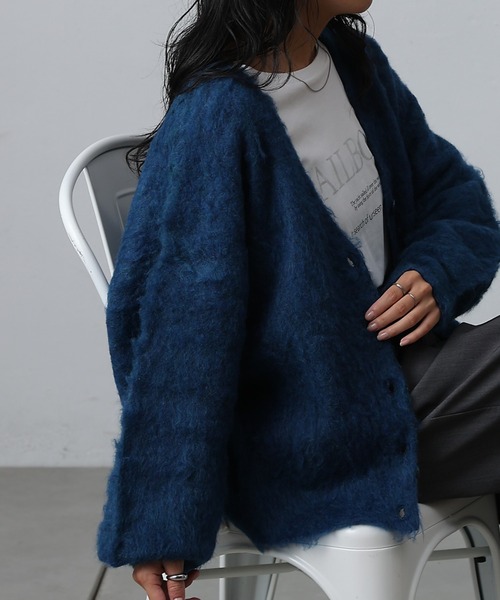 COLONY 2139（コロニートゥーワンスリーナイン）の「モヘアタッチカーディガン（カーディガン/ボレロ・レディース・ブラック/モカ/ネイビー/パープル/グリーン/オフホワイト/チャコールグレー/ブルー・FREE）」の7枚目の写真