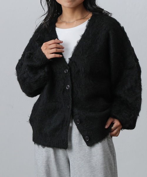 COLONY 2139（コロニートゥーワンスリーナイン）の「モヘアタッチカーディガン（カーディガン/ボレロ・レディース・ブラック/モカ/ネイビー/パープル/グリーン/オフホワイト/チャコールグレー/ブルー・FREE）」の3枚目の写真