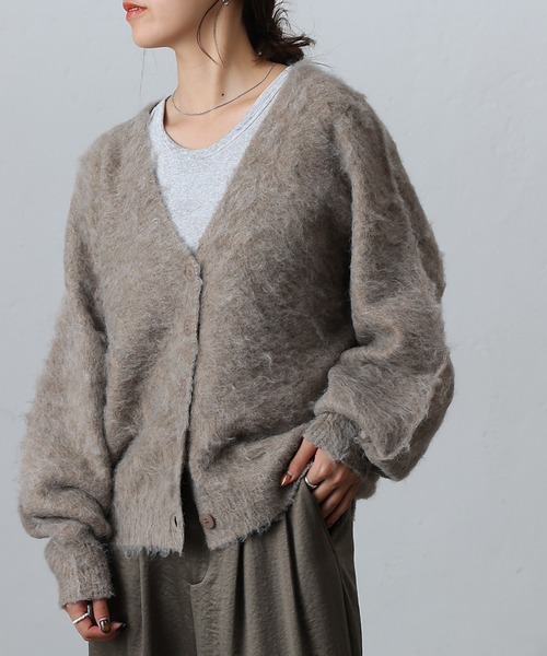 COLONY 2139（コロニートゥーワンスリーナイン）の「モヘアタッチカーディガン（カーディガン/ボレロ・レディース・ブラック/モカ/ネイビー/パープル/グリーン/オフホワイト/チャコールグレー/ブルー・FREE）」の4枚目の写真