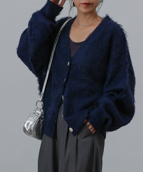 COLONY 2139（コロニートゥーワンスリーナイン）の「モヘアタッチカーディガン（カーディガン/ボレロ・レディース・ブラック/モカ/ネイビー/パープル/グリーン/オフホワイト/チャコールグレー/ブルー・FREE）」の19枚目の写真