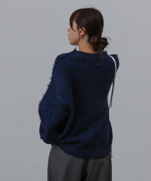 COLONY 2139（コロニートゥーワンスリーナイン）の「モヘアタッチカーディガン（カーディガン/ボレロ・レディース・ブラック/モカ/ネイビー/パープル/グリーン/オフホワイト/チャコールグレー/ブルー・FREE）」の21枚目の写真