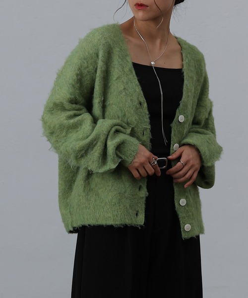 COLONY 2139（コロニートゥーワンスリーナイン）の「モヘアタッチカーディガン（カーディガン/ボレロ・レディース・ブラック/モカ/ネイビー/パープル/グリーン/オフホワイト/チャコールグレー/ブルー・FREE）」の10枚目の写真