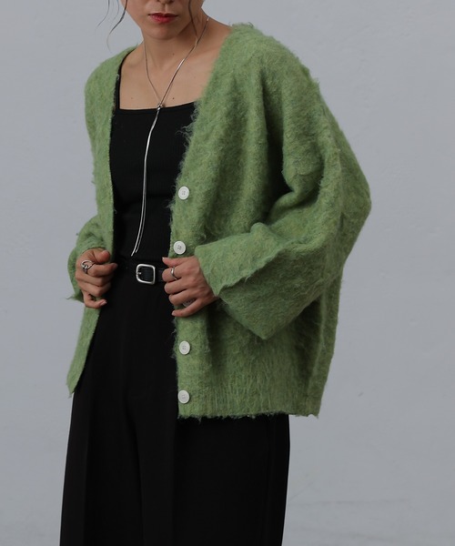 COLONY 2139（コロニートゥーワンスリーナイン）の「モヘアタッチカーディガン（カーディガン/ボレロ・レディース・ブラック/モカ/ネイビー/パープル/グリーン/オフホワイト/チャコールグレー/ブルー・FREE）」の11枚目の写真