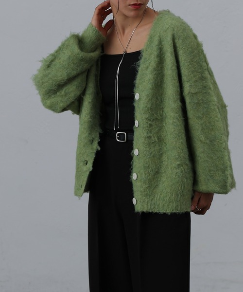 COLONY 2139（コロニートゥーワンスリーナイン）の「モヘアタッチカーディガン（カーディガン/ボレロ・レディース・ブラック/モカ/ネイビー/パープル/グリーン/オフホワイト/チャコールグレー/ブルー・FREE）」の12枚目の写真