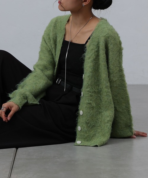 COLONY 2139（コロニートゥーワンスリーナイン）の「モヘアタッチカーディガン（カーディガン/ボレロ・レディース・ブラック/モカ/ネイビー/パープル/グリーン/オフホワイト/チャコールグレー/ブルー・FREE）」の13枚目の写真