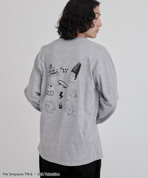 The Simpsons（ザ・シンプソンズ）の「THE SIMPSONS / ROCK STANLEY（ロックスタンレー）別注プリントロングTシャツ（Tシャツ/カットソー・メンズ・ダークグレー・M/L/XL）」の2枚目の写真