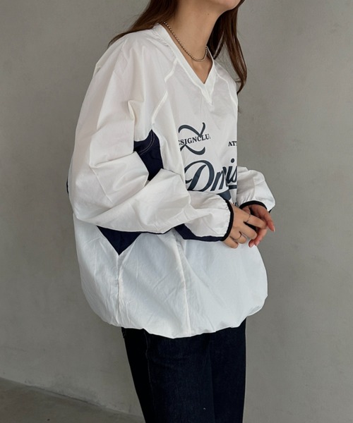 MYMOOD.（マイムード）の「ナイロンユニフォーム長袖プルオーバー（Tシャツ/カットソー・レディース・ネイビー/ブラック/ホワイト・FREE）」の5枚目の写真