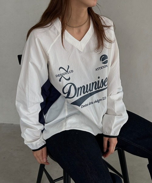 MYMOOD.（マイムード）の「ナイロンユニフォーム長袖プルオーバー（Tシャツ/カットソー・レディース・ネイビー/ブラック/ホワイト・FREE）」の9枚目の写真