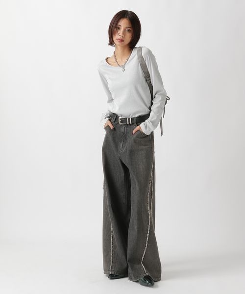 PAGEBOY（ページボーイ）の「キラキラカットロングスリーブ/ラメインナー　【新色追加】（Tシャツ/カットソー・レディース・ブラック/オフホワイト/シルバー/グレー系その他/ブラウン/ダークネイビー・FREE）」の8枚目の写真