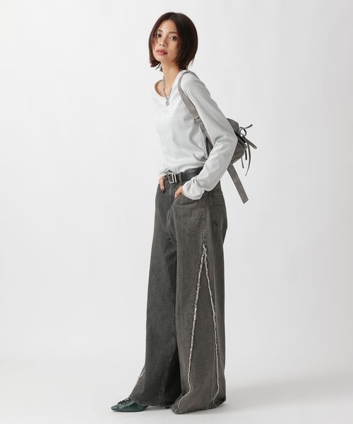 PAGEBOY（ページボーイ）の「キラキラカットロングスリーブ/ラメインナー　【新色追加】（Tシャツ/カットソー・レディース・ブラック/オフホワイト/シルバー/グレー系その他/ブラウン/ダークネイビー・FREE）」の9枚目の写真